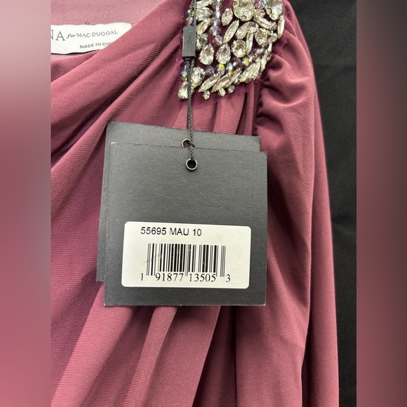 MAC DUGGAL 55695 NWT Draped Bateau Long Sleeve Trumpet Gown in mauve - Picture 7 of 8